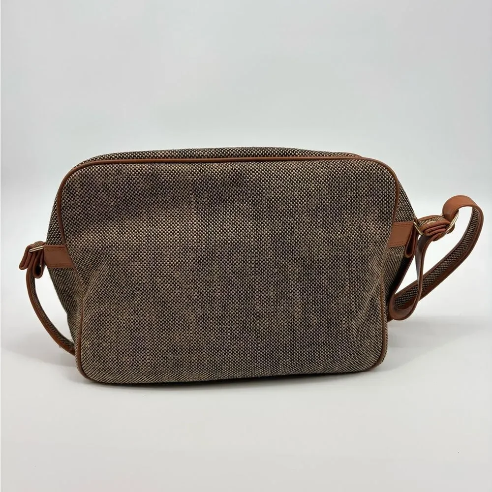 Samsonite Shoulder Bag Briefcase Laptop Travel Tan Zip Closure Footed Carry On
